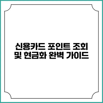 신용카드 포인트 조회 및 현금화 완벽 가이드