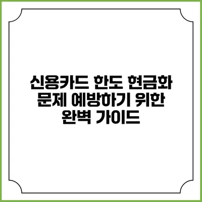신용카드 한도 현금화 문제 예방하기 위한 완벽 가이드
