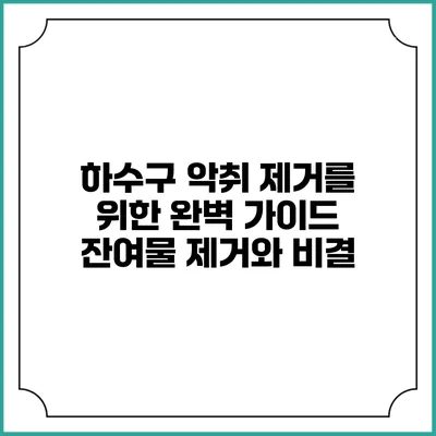 하수구 악취 제거를 위한 완벽 가이드: 잔여물 제거와 비결